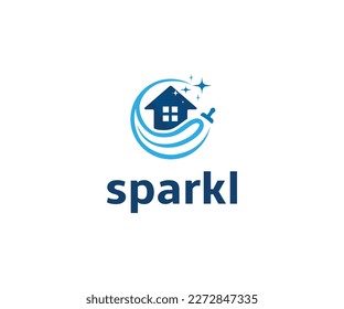Sparkle star, creative symbol concept. Wash, swirl, laundry, cleaning company elegant business logo. House painting	