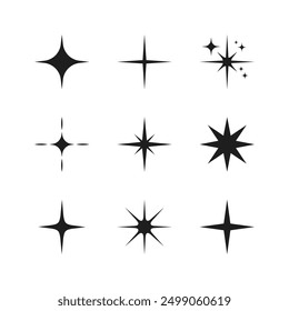 Sparkle Star Decorative Icon Set Vector Illustration