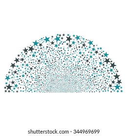 Sparkle Star Dome vector illustration. Style is soft blue bicolor flat stars, white background.