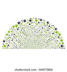 Sparkle Star Dome vector illustration. Style is eco green and gray bicolor flat stars, white background.