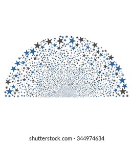 Sparkle Star Dome vector illustration. Style is cobalt and gray bicolor flat stars, white background.
