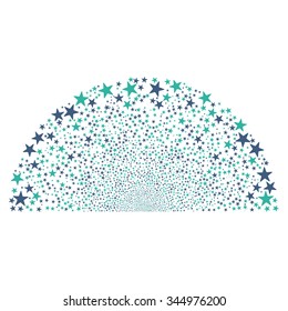 Sparkle Star Dome vector illustration. Style is cobalt and cyan bicolor flat stars, white background.
