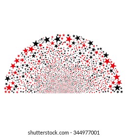 Sparkle Star Dome vector illustration. Style is intensive red and black bicolor flat stars, white background.