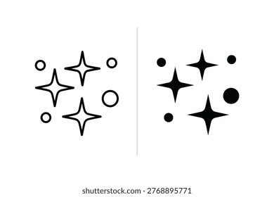 Sparkle Star and Dot Icon Set, Magic Glow and Clean Shine Symbol Graphic