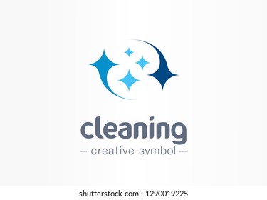 Sparkle star, fresh smile creative symbol concept. Wash, glare, laundry, cleaning company abstract business logo. Housekeeping, shine, cleaner icon. Corporate identity logotype, company graphic design