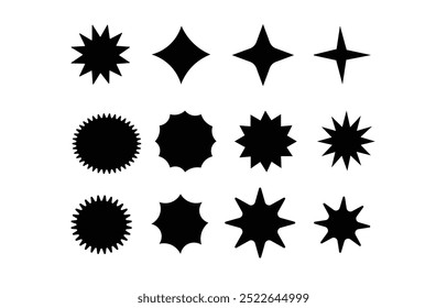 Sparkle star icon collection. Twinkling stars symbol in black design. Vector illustration.