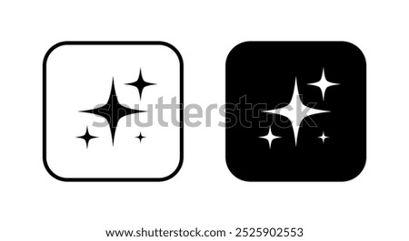 Sparkle star icon on black square. Stars sign symbol