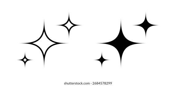 Ícone de estrela cintilante representando brilho, limpeza e decoração, adequado para elementos de design, serviços de limpeza, gráficos de celebração, interfaces do usuário e projetos criativos