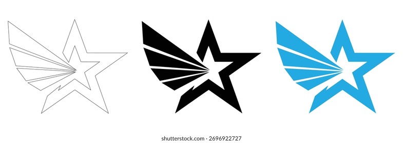 Sparkle star icon set. black sparkle shapes. Sunburst retro sale badge.Dynamic starburst graphic element for modern branding,editable stroke