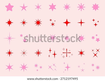 Sparkle Star Icon Set. Different forms of stars, constellations, galaxies. Sparkles and Stars Set Collection. Sparkling star icon set