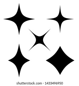 Sparkle, star icon set.  Glowing light effect stars and bursts collection.  Black glittering star light particles.