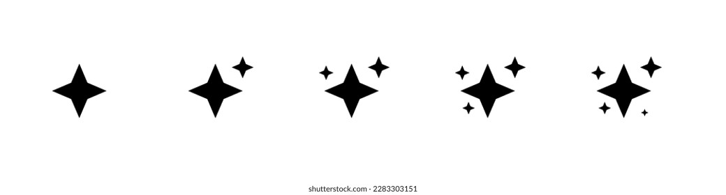 Sparkle star icon set. Shine star icon signs. Stars collection. Vector illustration.