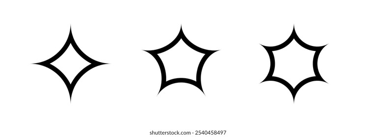 Conjunto de ícones de estrela cintilante. símbolo simples de estrela. ilustração vetorial.