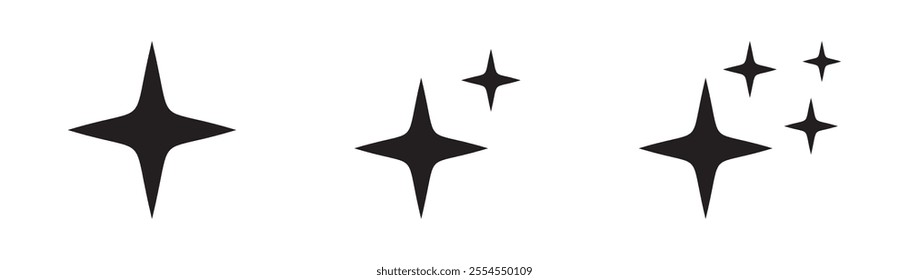 sparkle star icon set. simple star burst symbol. vector illustration.