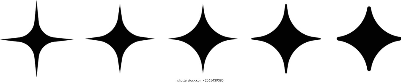 sparkle star icon set. simple starburst symbol. stars, bursts, twinkling stars, simple black style symbol signs for apps and websites. Twinkling icon symbol. vector illustration.
