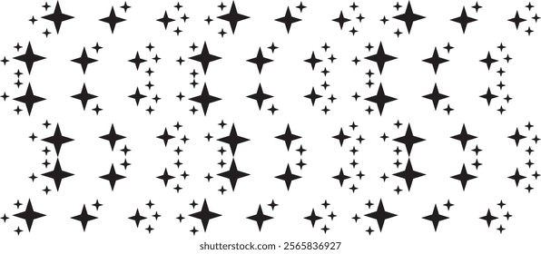 sparkle star icon set. simple star burst symbol. transparent png and vector illustration.