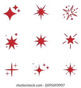 sparkle star icon set simple style vector illustration of shiny twinkle effects silhouette collection. Retro futuristic sparkle icons collection. collection of star icons in vector, shining icons.