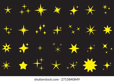 Sparkle star icon set simple star burst symbol transparent png and vector illustration shimmering four pointed icon set sparkles star symbols vector bright sparkle sparkle shiny flash