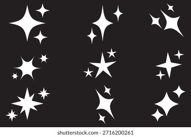 sparkle star icon set. simple star burst symbol. transparent png and vector illustration.