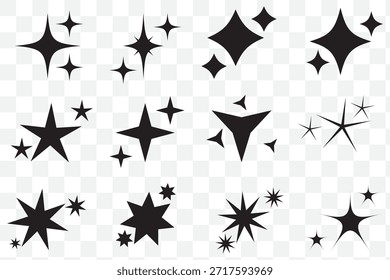 Sparkle star icon set simple star burst symbol transparent png and vector illustration shimmering four pointed  icon set sparkles symbols vector bright sparkle  sparkle shiny flash 
