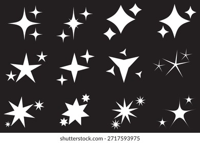 Sparkle star icon set simple star burst symbol transparent png and vector illustration shimmering four pointed  icon set sparkles symbols vector bright sparkle  sparkle shiny flash 
