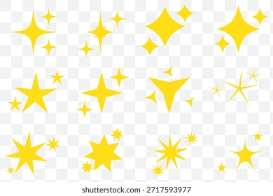 Sparkle star icon set simple star burst symbol transparent png and vector illustration shimmering four pointed  icon set sparkles symbols vector bright sparkle  sparkle shiny flash 