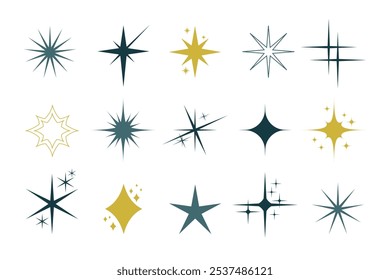 Sparkle Star Icon Set. Icon Set of Sparkles and Stars on White Background. Fully Editable Sparkle and Star Icons Vector Illustration premium quality