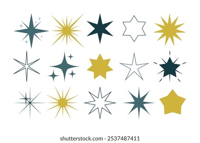 Sparkle Star Icon Set. Icon Set of Sparkles and Stars on White Background. Fully Editable Sparkle and Star Icons Vector Illustration premium quality