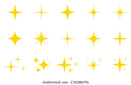 Sparkle star icon set. Twinkle symbol in flat design. Vector illustration. 