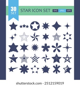 Sparkle Star Icon Set Vector Stock Illustration Different Forms of Stars Constellations Galaxies