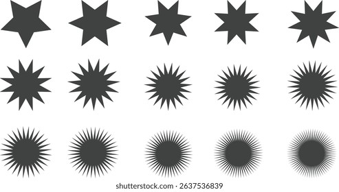 Sparkle Star Icon Set - Vector Stock Illustration. Different forms of stars, constellations