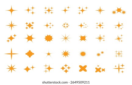 Sparkle Star Icon Set - Vector Stock Illustration. The set contains icons as Sparkle, Falling Star, firework, Twinkle, Glow, Star Shape, Celebritie.Star icon set.