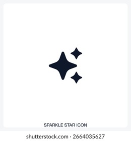 Sparkle Star Icon solid vector icon with a bold, minimal design. Suitable for presentations, websites, apps, infographics, and various digital or print projects.