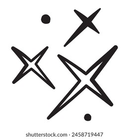 Sparkle star icon, Vector hand drawn design element.