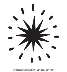 Sparkle star icon, Vector hand drawn design element.