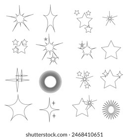 Sparkle star icon vector set. Twinkle stars icon collection. Shine icons silhouette. Stars sparkles vector, Minimalist silhouette stars icon,

