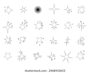 Sparkle star icon vector set. Twinkle stars icon collection. Shine icons silhouette. Stars sparkles vector, Minimalist silhouette stars icon,

