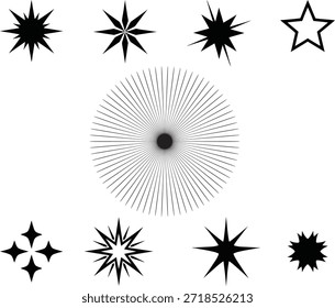 Conjunto de Vector de icono de estrella brillante, icono de estrella de Vector, conjunto de icono de estrella