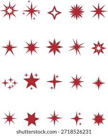 Conjunto de Vector de icono de estrella brillante, icono de estrella de Vector, conjunto de icono de estrella