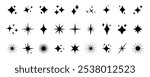 sparkle star icon, star sparkle vectors, Shining sparkle icon, Blink twinkle, sunburst star shapes collection. Abstract magic light flare, vector stars icon templates pack isolated on white background