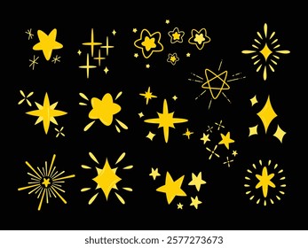 sparkle star icon, star sparkle vectors, Shining sparkle icon, Blink twinkle, sunburst star shapes collection. Abstract magic light flare, vector stars icon templates pack isolated on white background