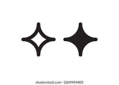 Sparkle star icons in outline and solid style Vector