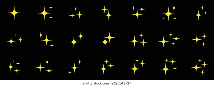 Sparkle star icons. Set of different black sparkles icons. Collection of star sparkles symbol. Sparkles symbols. Shine star sparkle vector set. Different black sparkles icons	
