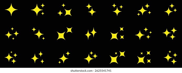 Sparkle star icons. Set of different black sparkles icons. Collection of star sparkles symbol. Sparkles symbols. Shine star sparkle vector set. Different black sparkles icons	