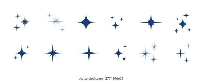 Sparkle Star Icons Set – Hand Drawn Glitter, Shine, Starburst and Magic Light Effects Collection