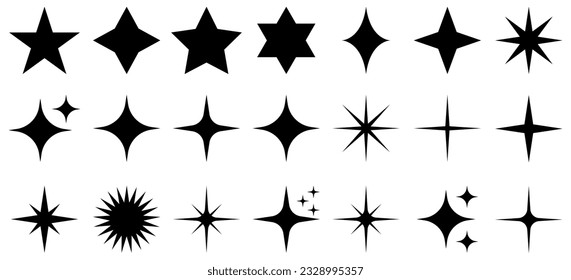 Sparkle star icons set. Vector illustration isolated on white background
