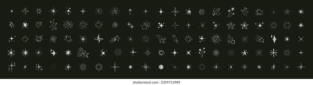 Iconos de estrella de brillo. Iconos brillantes. Diferentes formas de estrella brillante colección de iconos, estrellas brillantes brillan signos