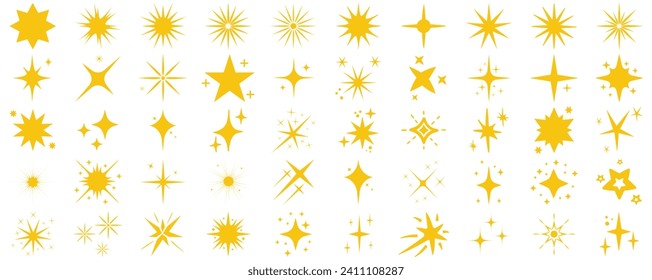 Sparkle star icons. Shine icons.Star icons. Golden star. Twinkling stars. Sparkles, shining burst. Christmas vector symbols isolated
