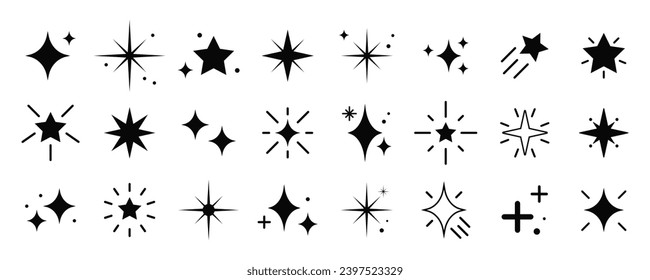 Sparkle star icons. Shine icons. Stars sparkles vector