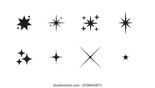 Sparkle star icons. Shine icons. Stars sparkles vector